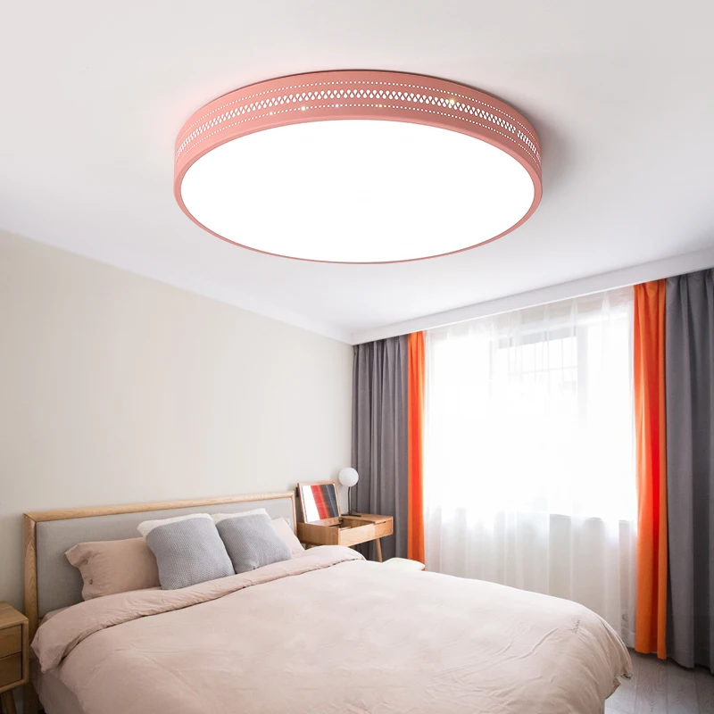 Современная круглая Потолочная люстра Macaron красочный Железный корпус лампы