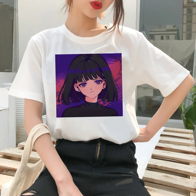 Сейлор Мун летняя модная футболка Женская Harajuku Веселая футболка милый кот футболка Мультфильм Ulzzang футболки kawaii одежда - Цвет: 3731