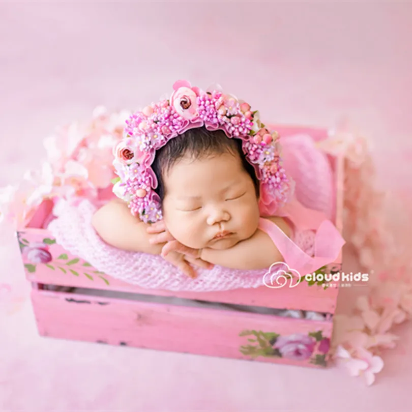 Handmade Lilac Baby Girl Flower Bonnet Lovely Flora for Newborn Photography Props Infant Hat Ruffle | Детская одежда и обувь