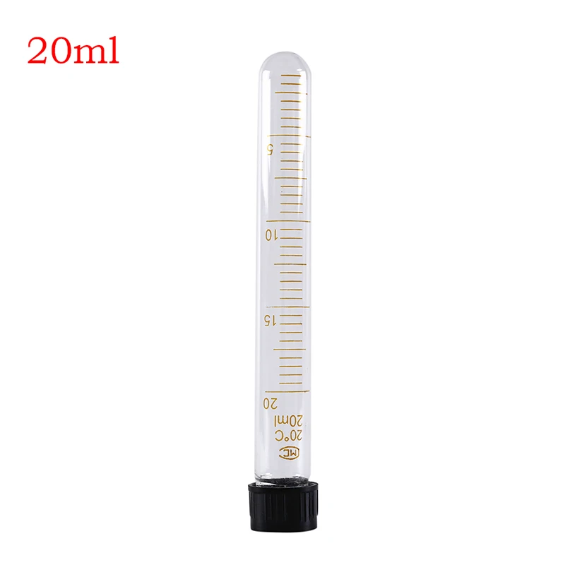 

5ml 10ml 15ml 20ml Scale Line Glass Test Tube Round Bottom With Screw Cap For Chemistry Laboratory