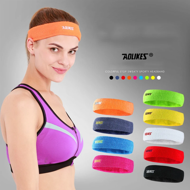 

Outdoor Sports Fitness Yoga Running Headband Exercise Headwear Hairband Forehead Sweat Absorb Soft Elastic Colors For Men Women