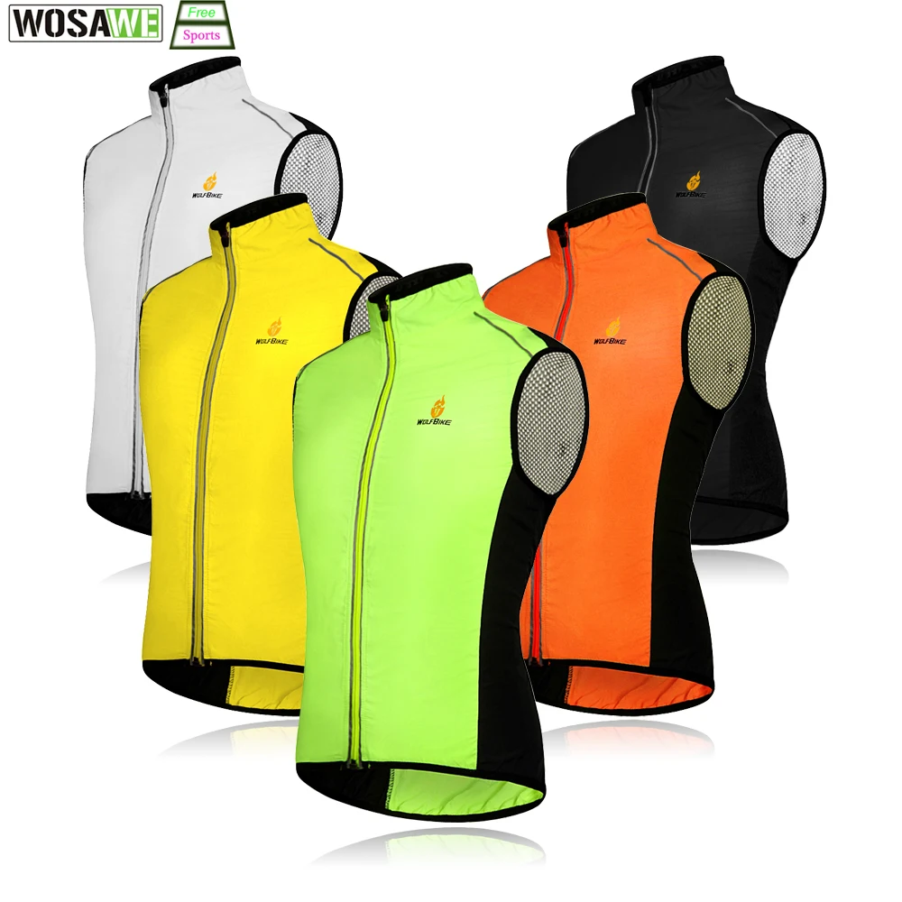 

WOSAWE Windproof Cycling Sleeveless Vest Bicycle Jerseys Wind Coat Waterproof Bike Reflective Vest Men Women Sports Outwear