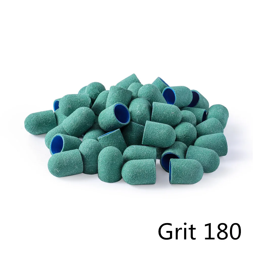 Green grit 180 BNG 50 шт розовый синий шлифовальный станок для ногтей сверло для маникюра и педикюра аксессуары для дизайна ногтей резиновая оправка - Цвет: Green grit 180