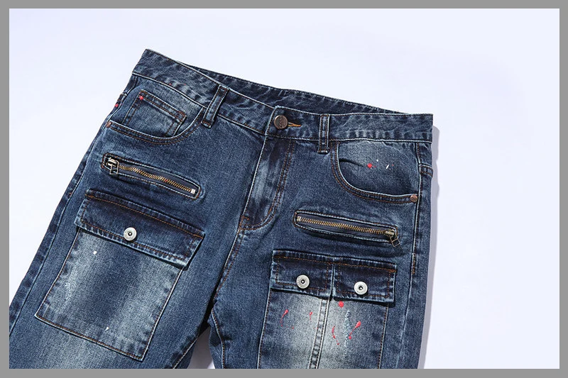 Джинсы LANBAOSI мужские повседневные с дырками прямые ковбойские модные|men jeans