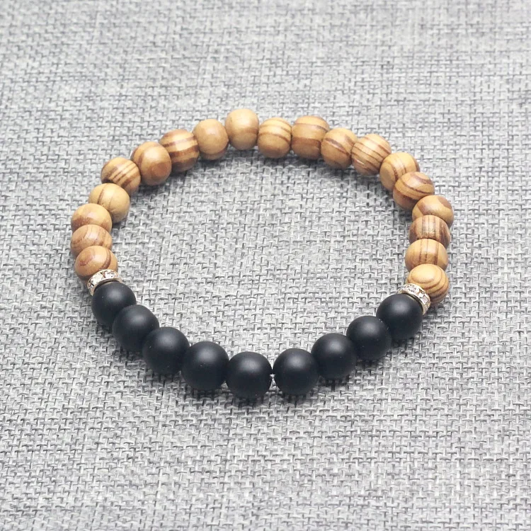 Натуральные камни браслет из деревянных бусин для мужчин и женщин Лава бирюза