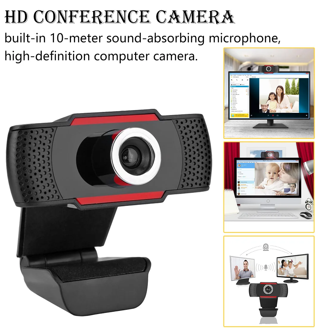 Веб-камера, USB, высокое разрешение, 480P камера, веб-камера, 360 градусов, микрофон, клип-на, для скайпа, компьютера, ПК, ноутбука, камера