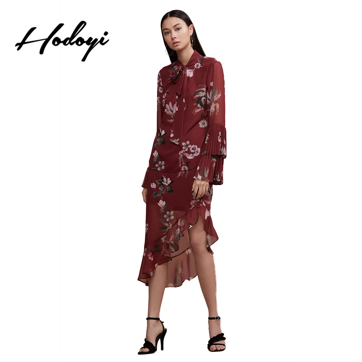 Hodoyi 2018 Новый модные пикантные Для женщин смена блузка с ретро цветочным принтом