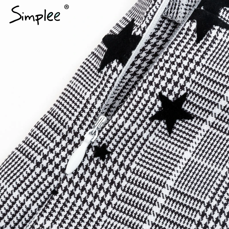 Simplee клетчатое летнее платье с принтом звезды женское Повседневное на бретелях