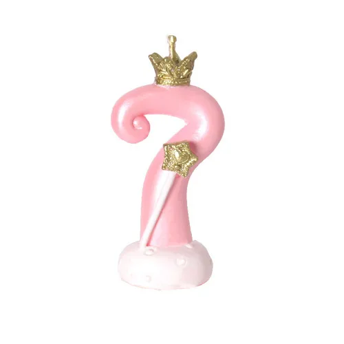 pink 7 Высококачественная корона на день рождения цифровые свечи детский душ Топпер для торта «С Днем Рождения» Единорог вечерние Улица Сезам день рождения торт Декор - Цвет: pink 7