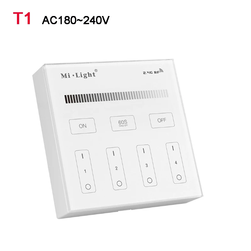 T1 220V Miboxer Одноцветный пульт дистанционного управления 4 зоны яркости смарт-панель WiFi iBox смарт-контроллер для светодиодной ленты FUT036/iBox1/iBox2/B1/T1 - Цвет: T1 220V