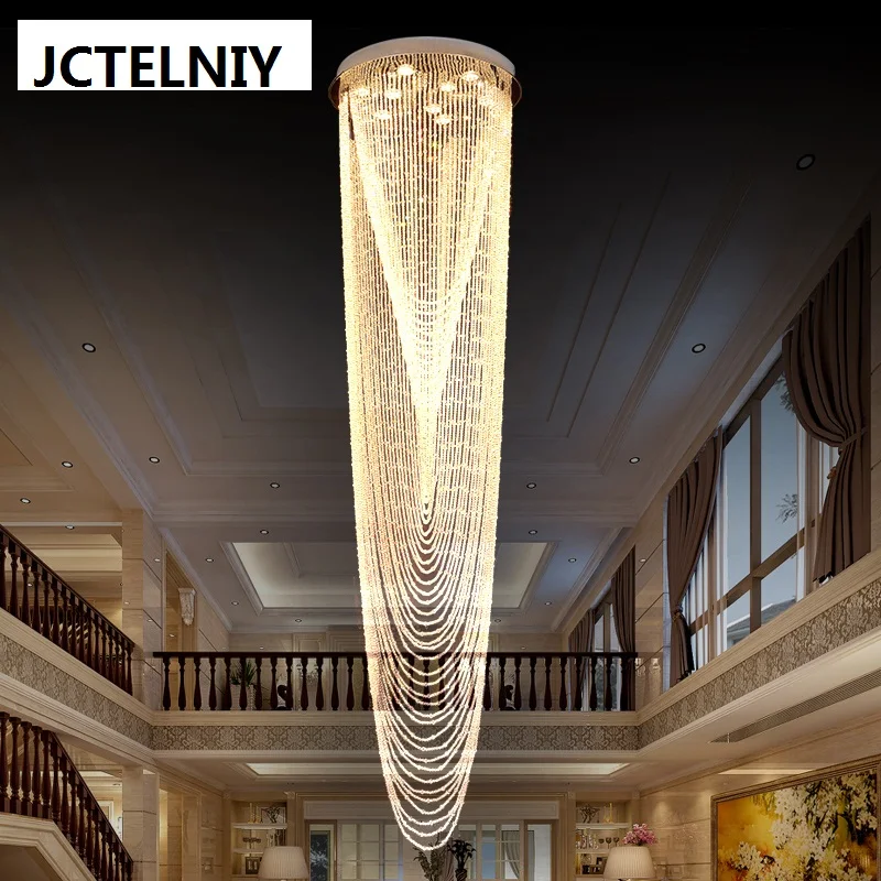 Подвесной светильник для лестницы гибридного типа Хрустальная Подвесная лампа