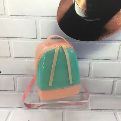 Pink -green Хит, яркие цвета, летние прозрачные рюкзаки, водонепроницаемые, ПВХ, школьные сумки, пластиковые, силиконовые, женские сумки через плечо, для девушек, S, L, размер 046 - Цвет: Pink -green