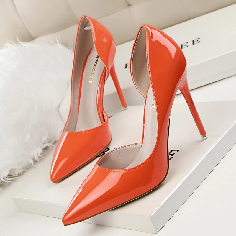 Женские туфли лодочки на высоком каблуке BIGTREE zapatos de mujer verano желто розовый цвет