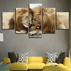 Настенные модульные картины для гостиной, 5 панелей, абстрактные фото с животными, львами, декоративная рама, Постер HD, Картина на холсте