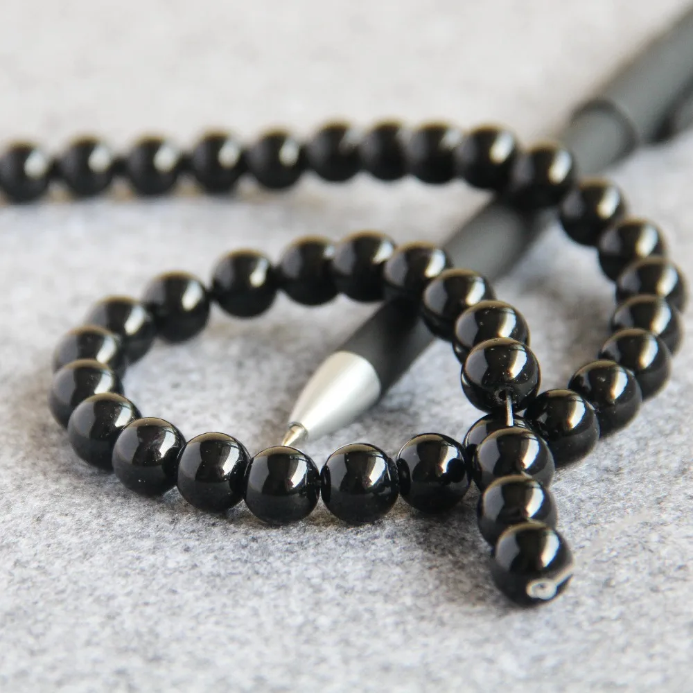 Бусины россыпью для ожерелья и браслета натуральный оникс черного цвета