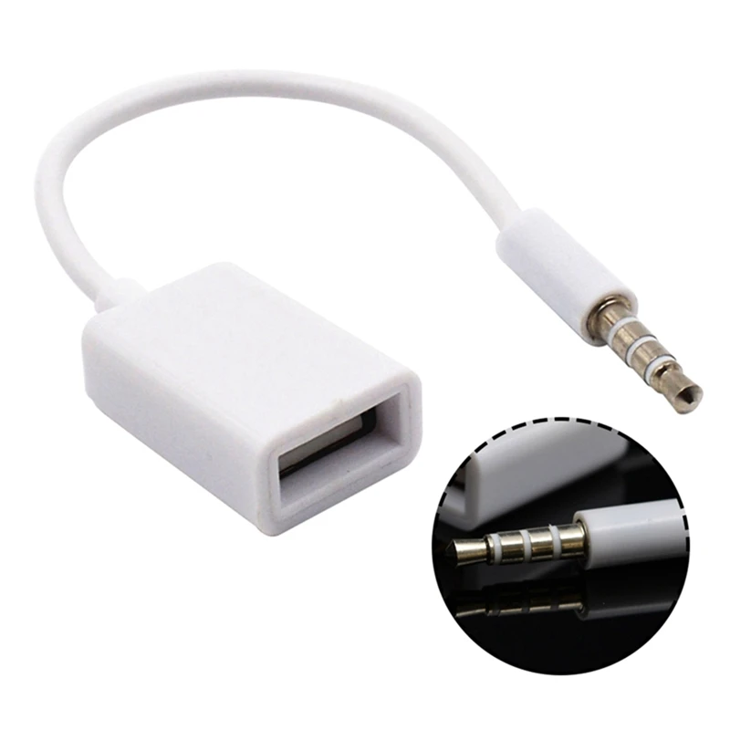 3 5 мм штекер AUX аудио разъем к USB 2 0 гнездо конвертер кабель Шнур Автомобильный MP3