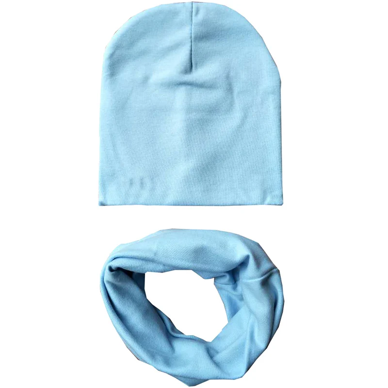 Однотонная хлопковая детская зимняя теплая вязаная шапка набор шарфов шапки для