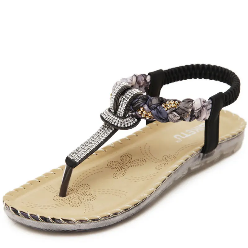 2015 г. Изысканная богемная модная обувь на плоской подошве со стразами в