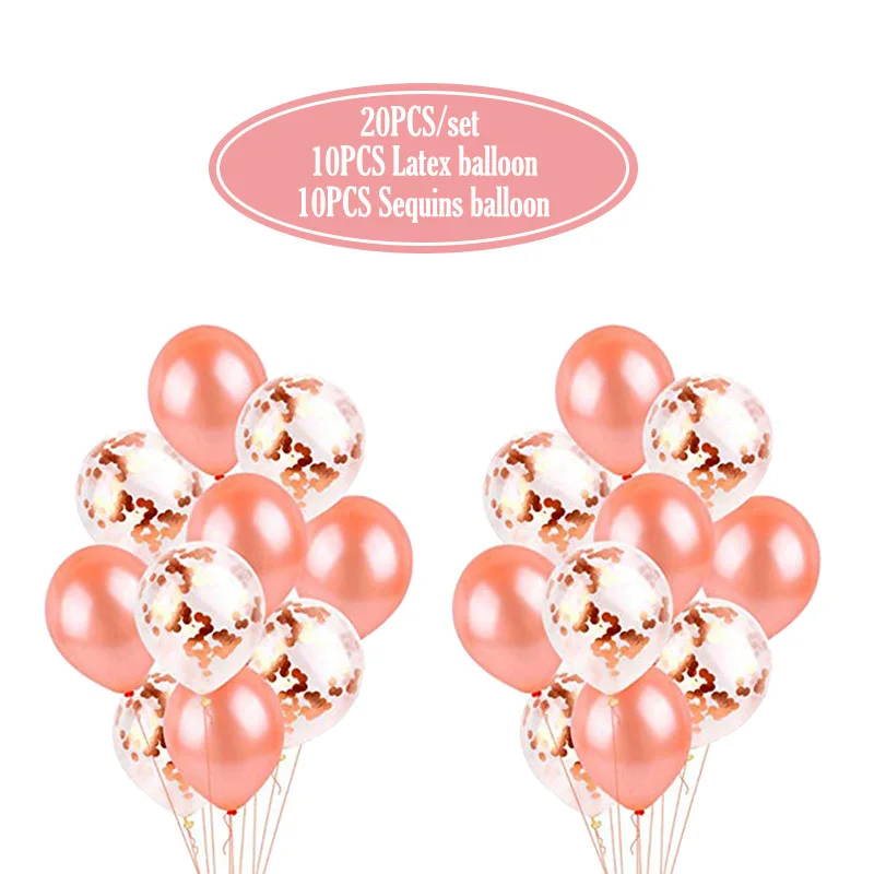 Розовое золото Воздушные шары с буквами вечерние украшения Роза свадебный душ