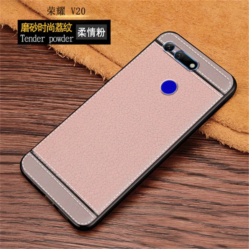 Чехол для Honor V20 силиконовый чехол Huawei кожаный с текстурой мягкая задняя крышка из