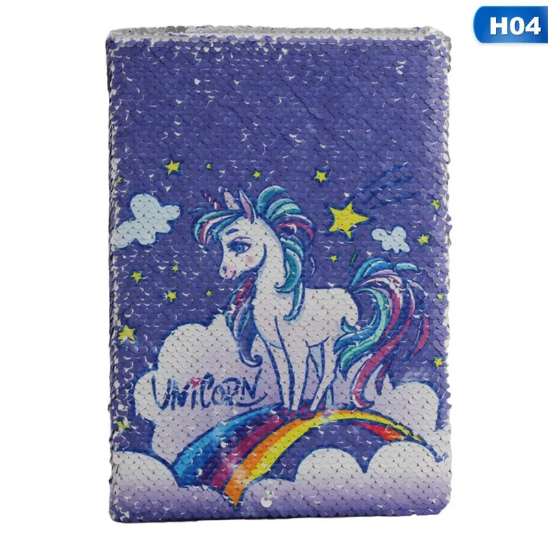 4 стиля прекрасный единорог узор блёстки Дневник Блокнот DIY Бумага блеск блокнот школьные офисные канцелярские принадлежности - Цвет: H04