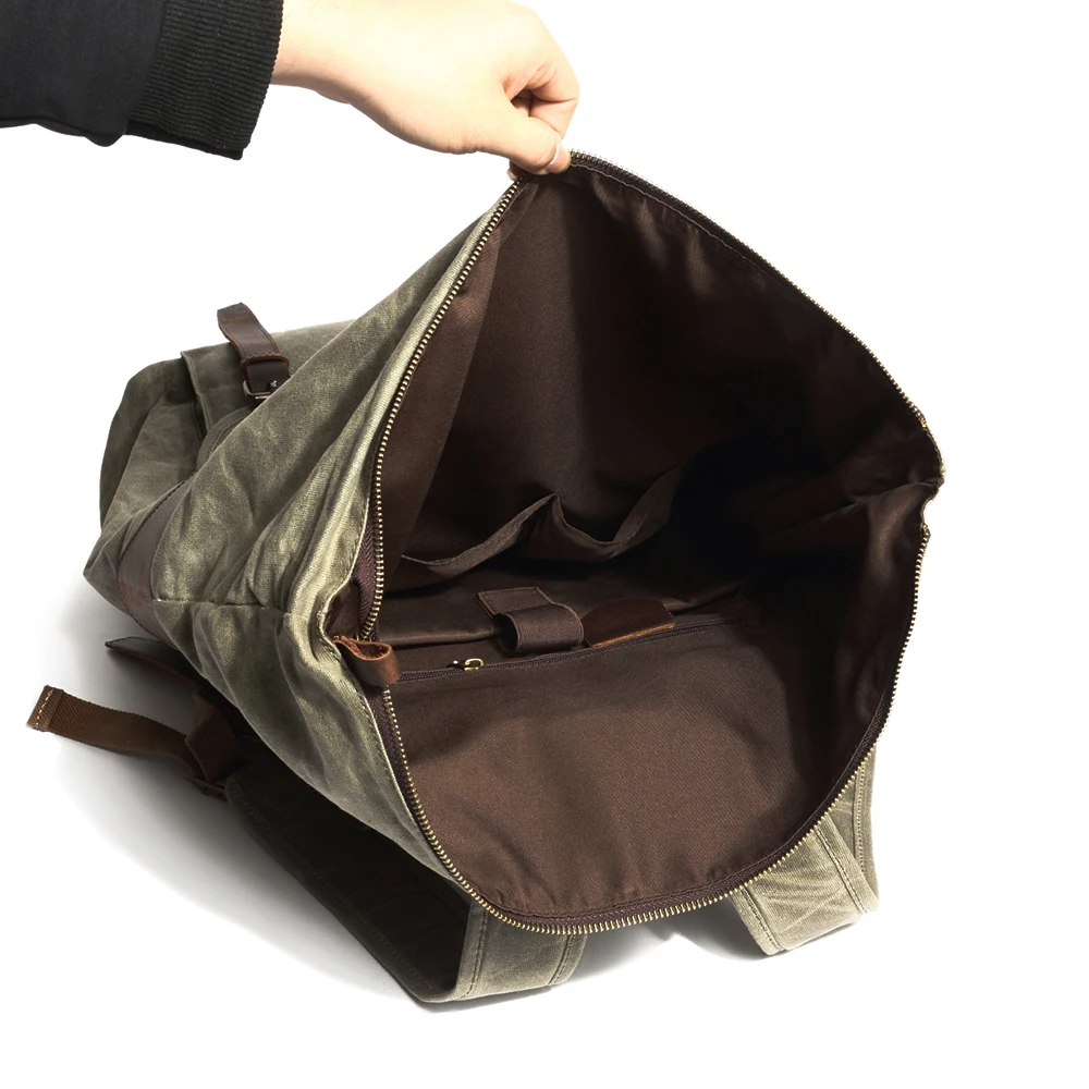 Мужские Вощеные водонепроницаемые холщовые рюкзаки винтажный кожаный рюкзак