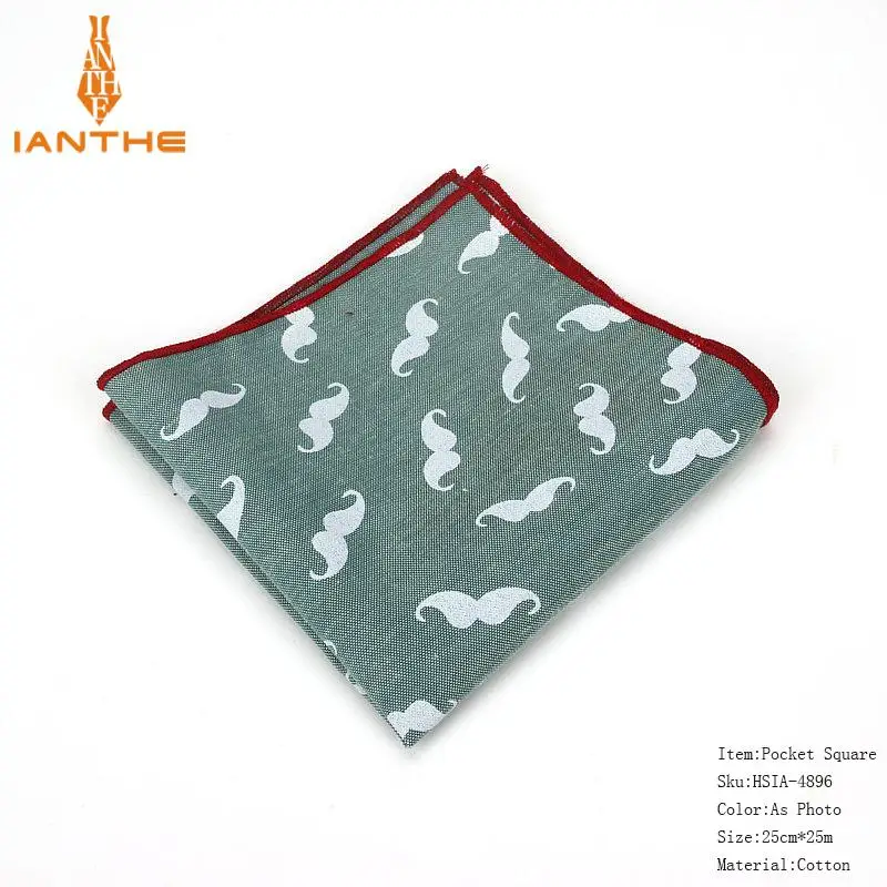 Абсолютно роскошный мужской платок усы цветочный принт Hankies хлопок Hanky бизнес карман квадратное полотенце для сундуков 25*25 см - Цвет: IA4896