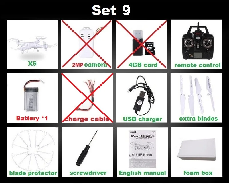 Set9 X5 No Cam 1B F SYMA X5C(обновление версии) дрона с дистанционным управлением 6-Axis Дистанционное Управление вертолет Квадрокоптер с дистанционным управлением и 2MP HD Камера или X5 RC Дрон без Камера - Цвет: Set9 X5 No Cam 1B F