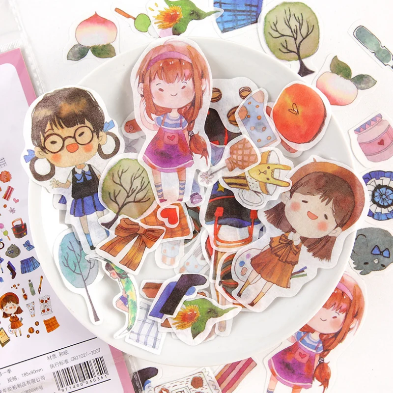 40 шт./лот мой номер мультфильм девушка цветок бумажная наклейка украшения