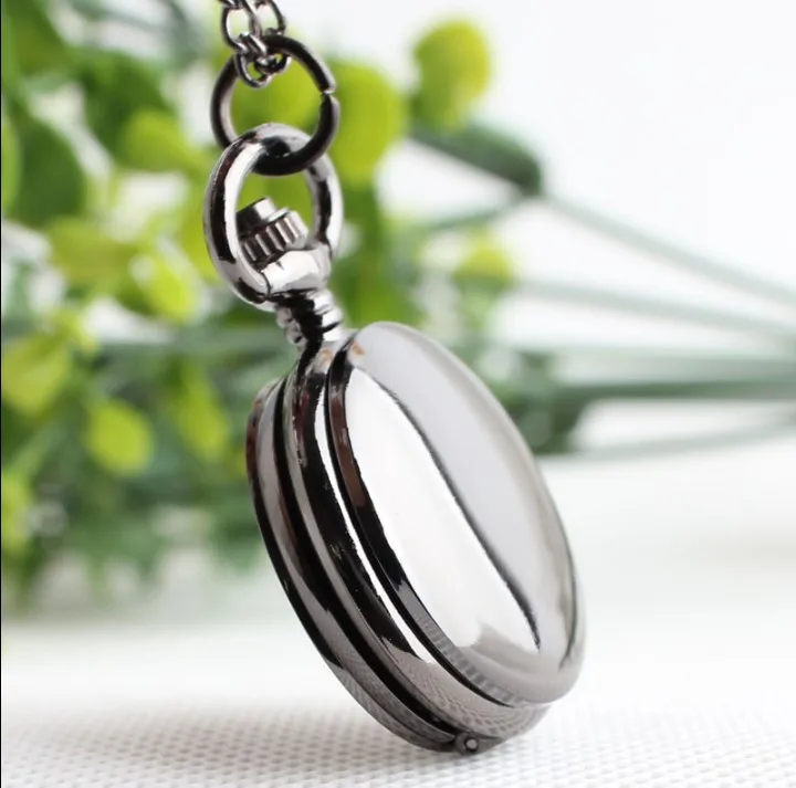 

Quartz Pocket Watch Vintage Watch Necklace Smooth Stainless Steel Case White Dial Watch Pendant On Chain Wholesale