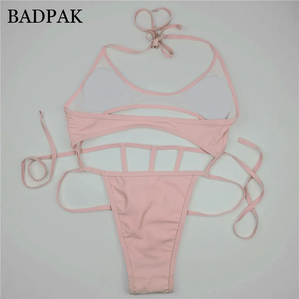 BADPAK Halter Monokini Bandage Swimwear Maillot De Bain Femme 2018 Swimsuit Female Bathing Suit Beachwear One Piece |