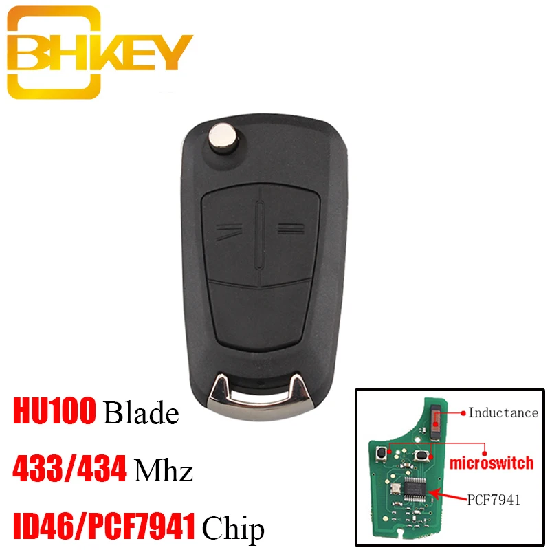Умный Автомобильный ключ BHKEY с 2 кнопками для Vauxhall Opel Astra H 2004 2009 Zafira B 2005 2013