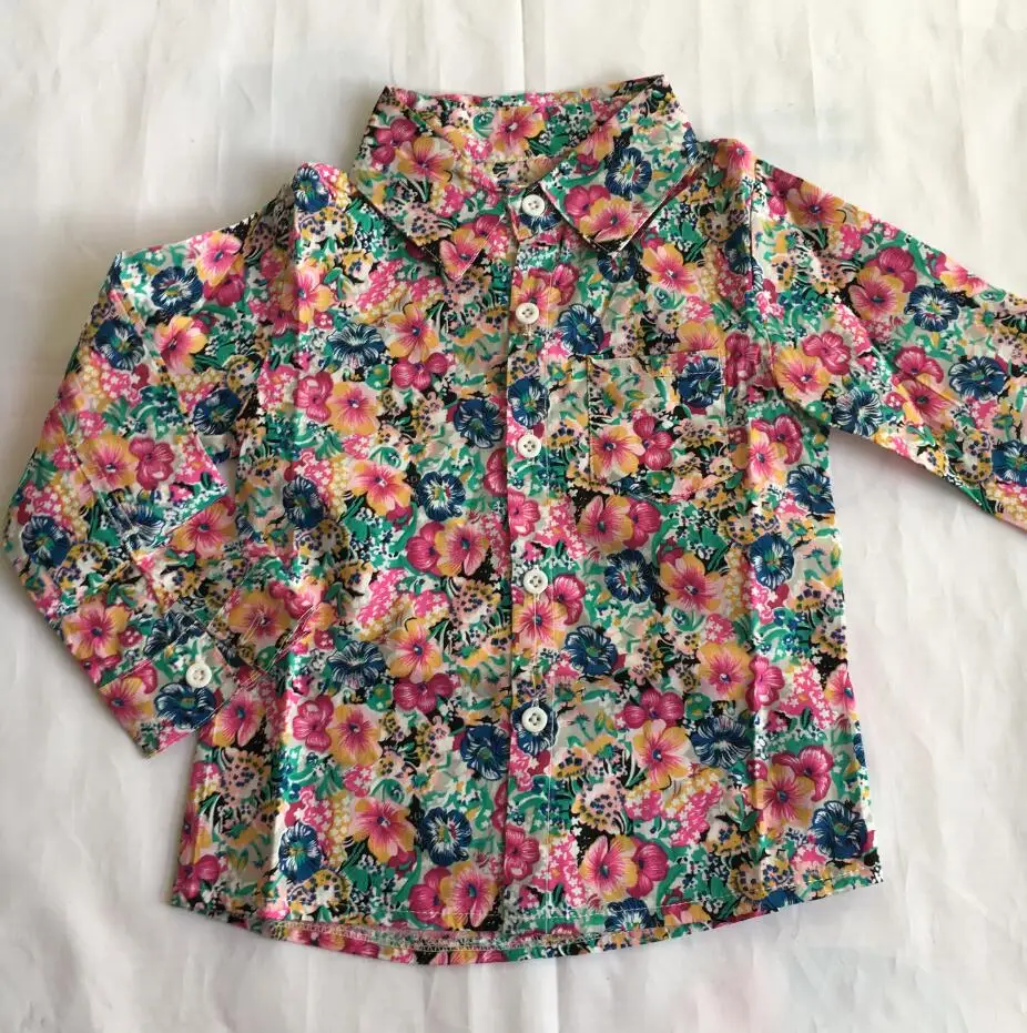 Тонкие рубашки с цветочным принтом для мальчиков на весну и осень Повседневные