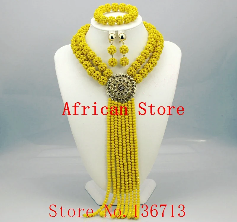 

New African Wedding Beads Jewelry Set Nigerian Bridal Jewelry Sets Crystal Beads Statement Necklace 2015 Free Shipping BS201-3