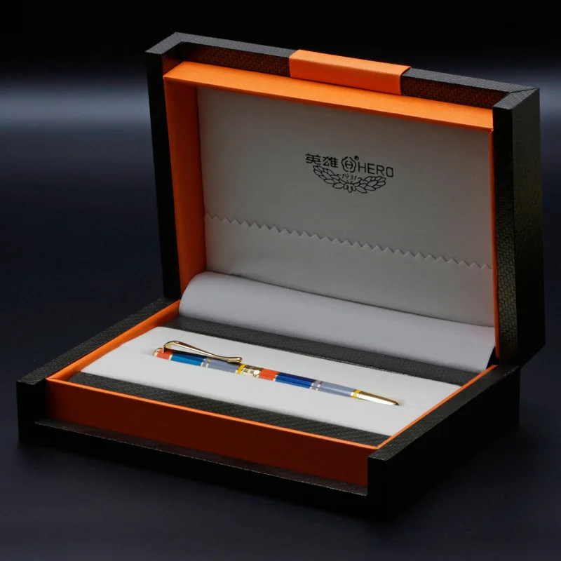 One Pen and Box Шариковая ручка Hero 767 с золотой отделкой, модная цветная чернильная ручка с гладкой заправкой, отлично подходит для подарка выпускникам бизнес-офиса - Цвет: One Pen and Box