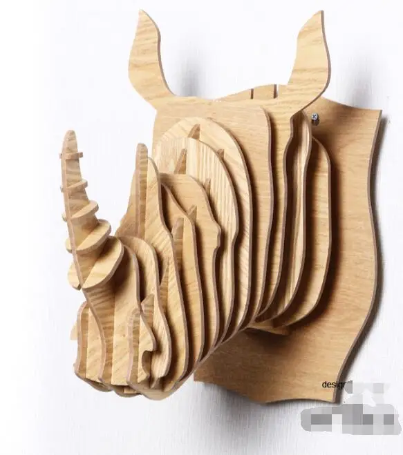 Деревянная голова носорогов на стену подвесная 3D деревянная головоломка модель