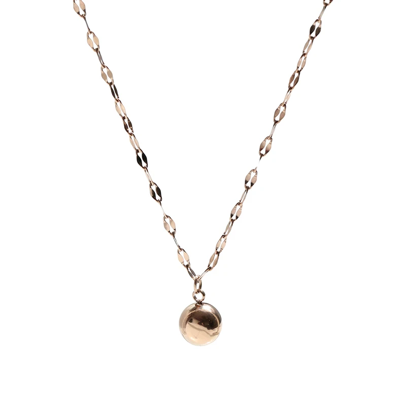 

YUN RUO 2019 New Arrivals Rose Gold Color Trendy Fortunate Bead Pendant Necklace Woman Fashion Titanium Steel Jewelry Never Fade
