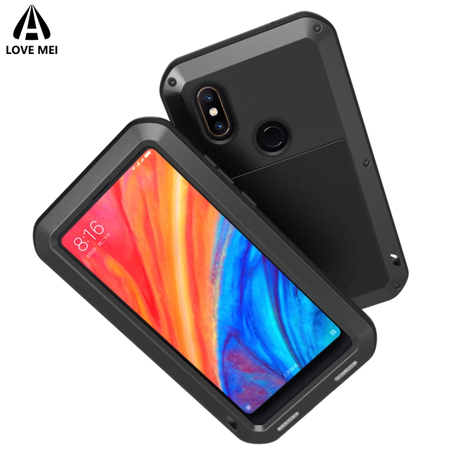 Love Mei брендовый чехол для Xiaomi Mi Mix 2S металлический противоударный телефона полный