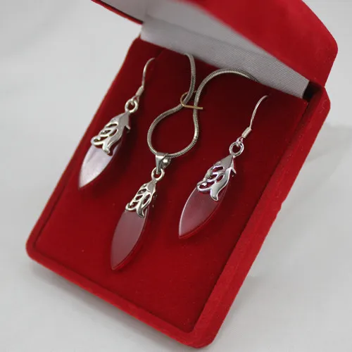 Женский ювелирный комплект из колье и серёг с натуральным камнем|jewelry earring box|earring