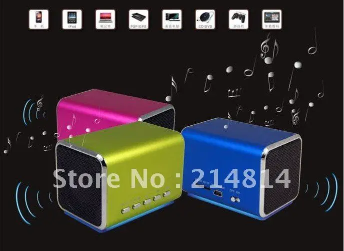 Free shipping MDQ:1pcs MD05 MINI spesker Sports MP3 Player Sound box Boombox with Micro SD/TF card reader + USB|box foam|box manicurebox mickey |