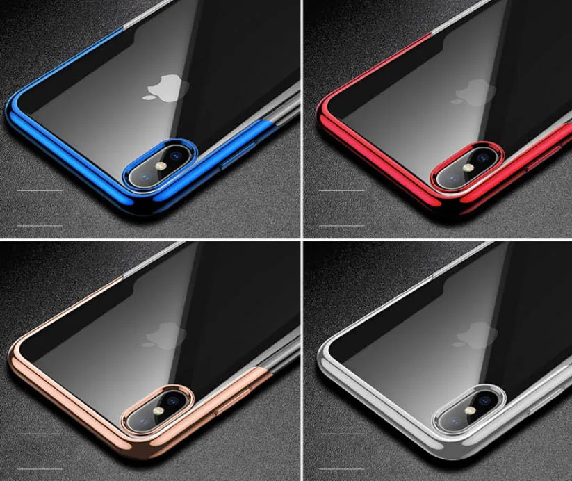 Роскошные ультра тонкий прозрачный чехол для iPhone X Xs Max Xr 6 S 7 8 плюс бампер Мягкий