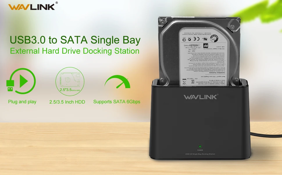 Wavlink 2,5/3,5 hdd корпус USB3.0 на SATA внешний жесткий диск с одним отсеком док-станция для 2,5/3,5 дюймов SSD для UASP и 6 ТБ