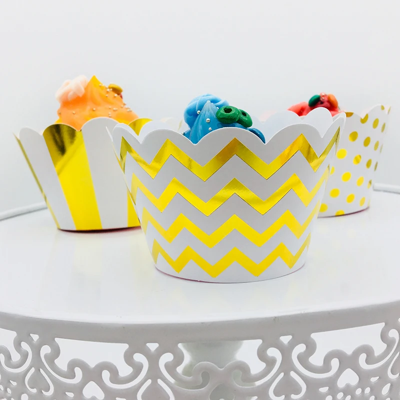 48 шт. фольга золотой кекс обертка для торта детей дня рождения вечерние Декор