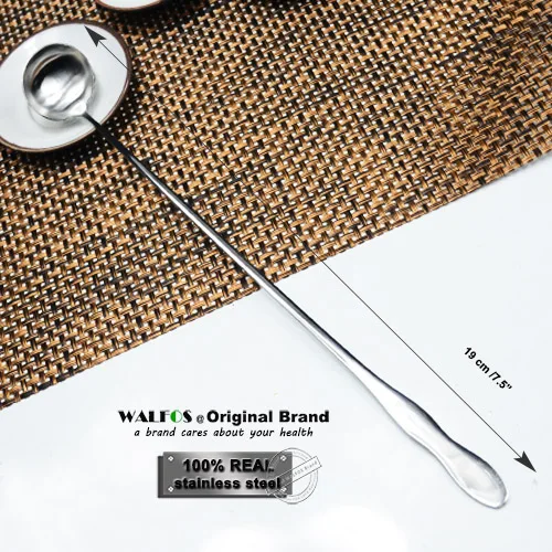 H 19 cm(7.5 inch) WALFOS, кофейная ложка с длинной ручкой из нержавеющей стали, мороженое, десерт, чайная ложка для пикника, кухонные аксессуары - Цвет: H 19 cm(7.5 inch)