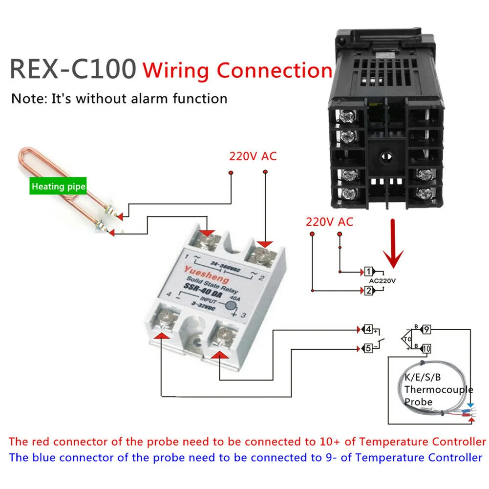 Цифровой PID REX-C100 регулятор температуры отрегулированный Макс 40А SSR K термопара #3 |