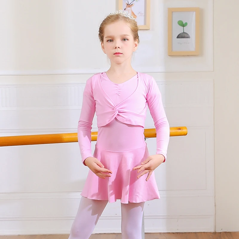 Детский танцевальный костюм TIEJIAN короткий топ с длинным рукавом из хлопка для