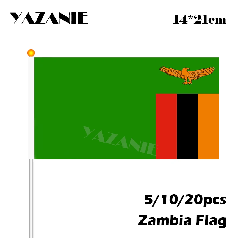 YAZANIE 14*21 см 5/10/20 шт хит продаж Замбия флаг руки Национальный полиэстер маленький