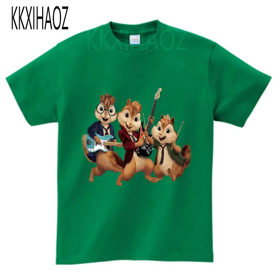 green childreT-shirt Футболка с принтом Элвина и спандука г., Детская летняя одежда с короткими рукавами, дышащая одежда с рисунком из мультфильмов, одежда для мальчиков и девочек NN - Цвет: green childreT-shirt