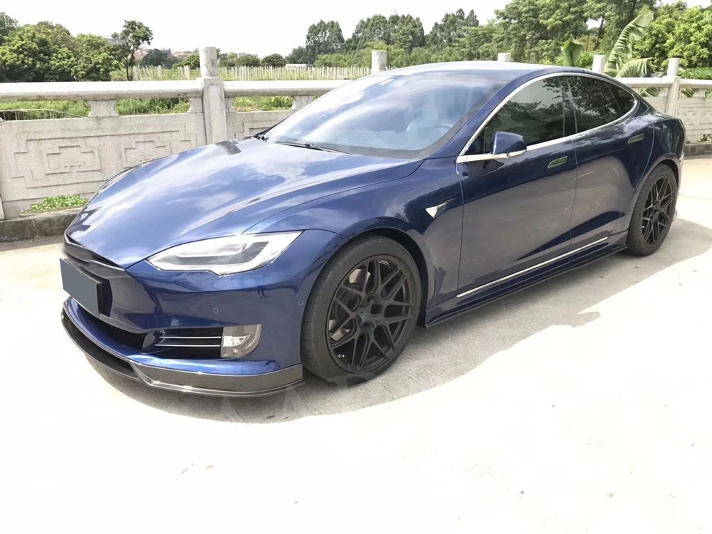 Спойлеры для губ переднего бампера из углеродного волокна для Tesla модель S 70D P85D 90D P100D Седан 4 двери 2012- RZ стиль