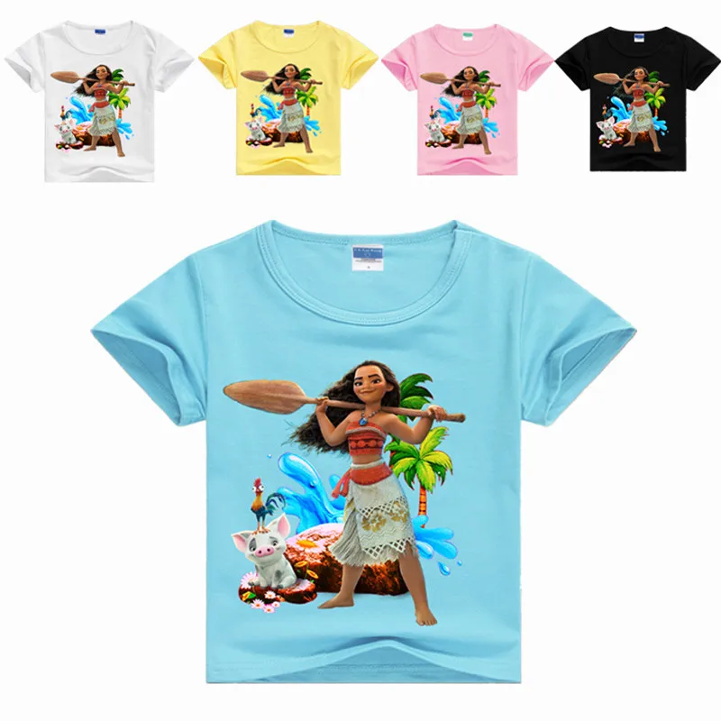 Moana/рубашки для девочек детская одежда повседневные футболки мальчиков милые